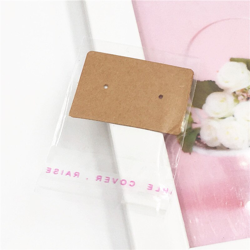 200Pcs 2.5x3.5cm Paper Earring Packaging Cards Multi-style Ear Studs Packaging Card Jewelry Display Card With OPP Bags: Brown1
