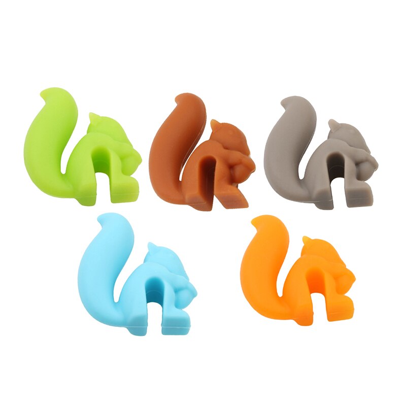 5 Pcs Silicone Tea Infuser Squirrel Device Tea Bag Hanging Snail Mug Cup Clip Label Party Year Supplies