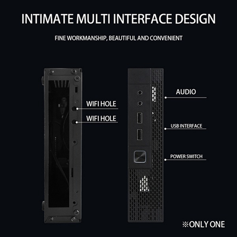 TX02 Itx Case + Terug Beugel Htpc Chassis Case Mini Desktop Computer Case Industriële Controle Itx Behuizing