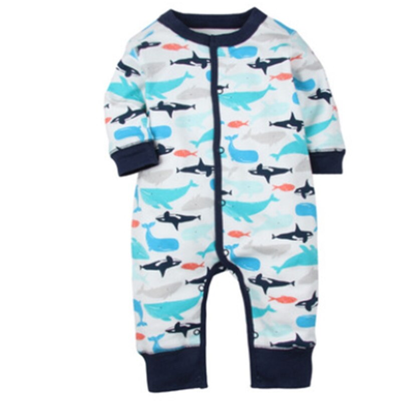 Baby Jongen Cartoon Dier Lange mouw Knoppen Up Deken Slaper Slaap en Playsuit