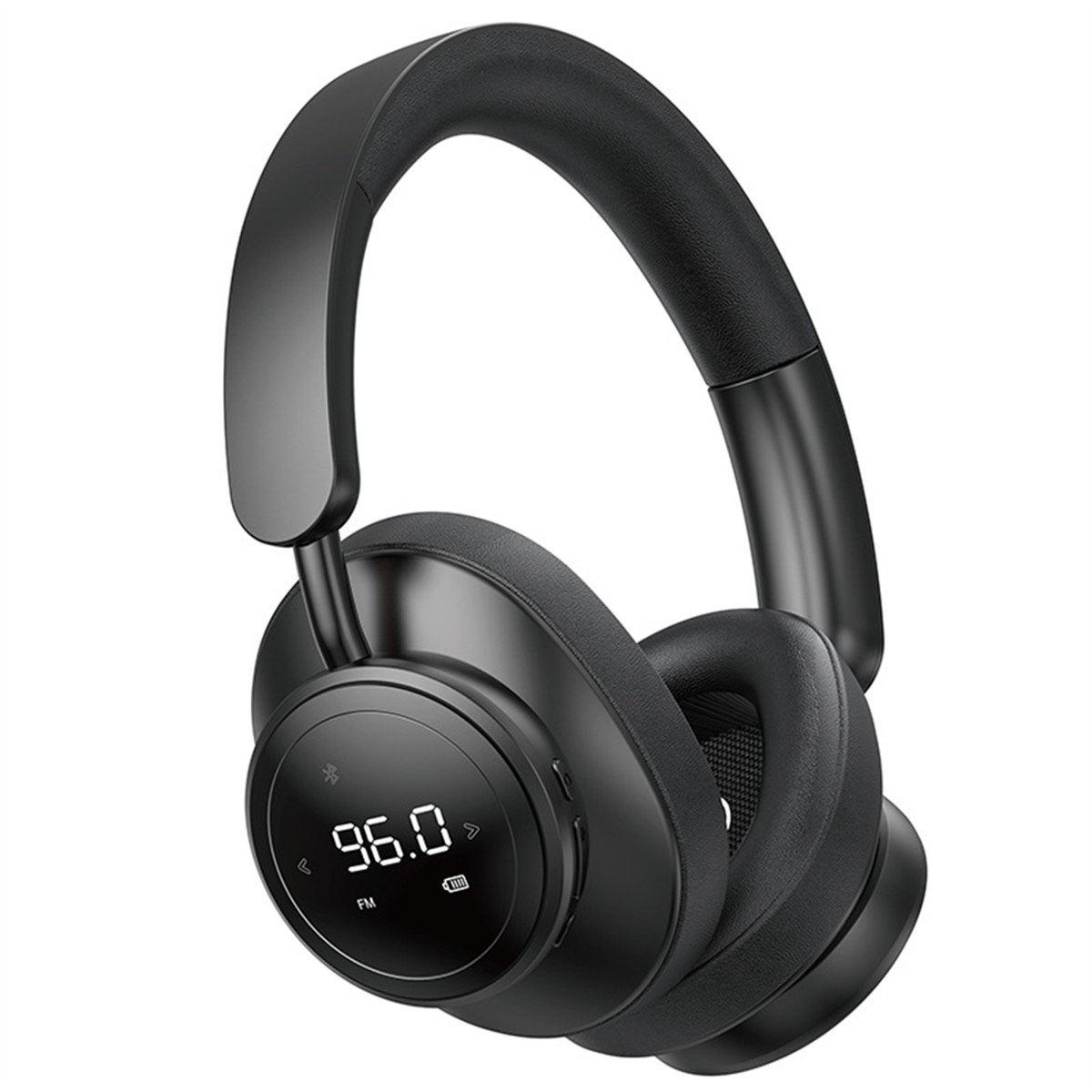 Trådlösa headset med mikrofon, vikbara över-örat-hörlurar, bluetooth 5.3, stöd för tf-kort, fm-radio, svarta