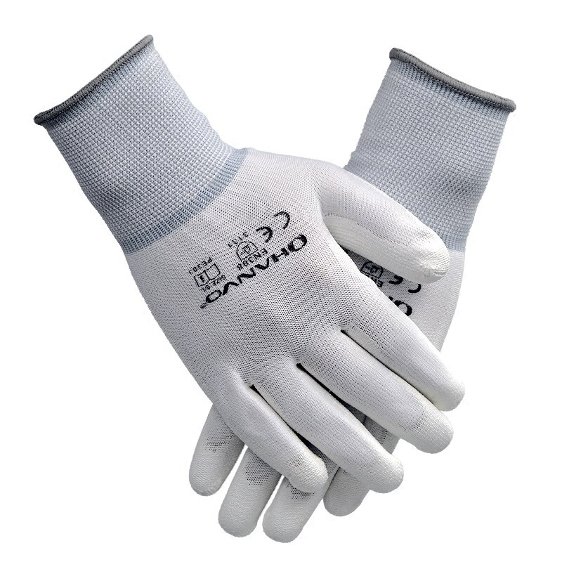 10 Pairs PU Nitrile Safety Coating Work Gloves Palm Coated Gloves Mechanic Working Gloves have CE Certificated EN388: PE303 / L