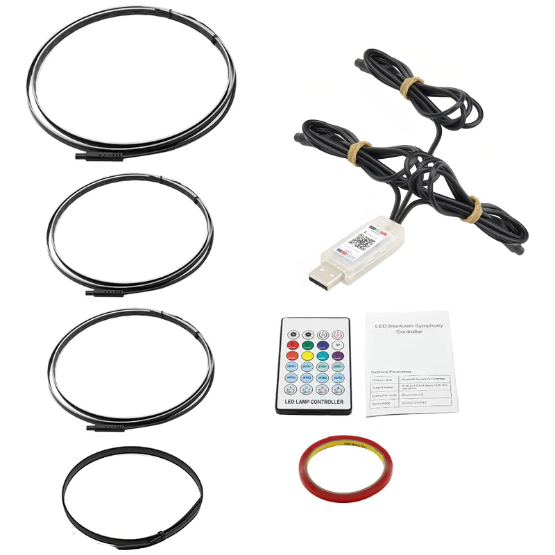 Symphony LED Car Ambient Lights Full Color Streamer Universal LED Interior Hidden Acrylic Strip Atmosphere Lamps App Control: Kryształ niebieski