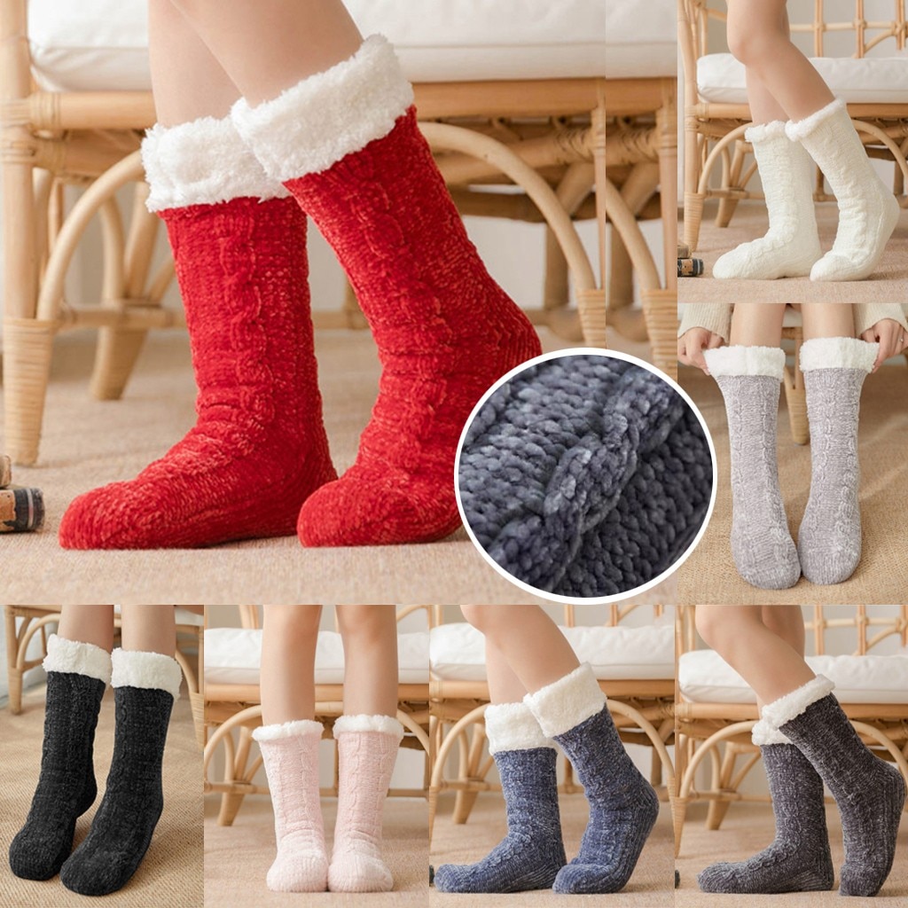 Women Winter Sweet and lovely, warm and comfortable Cotton Socks Solid Thicker Anti-slip Floor Socks Carpet Socks