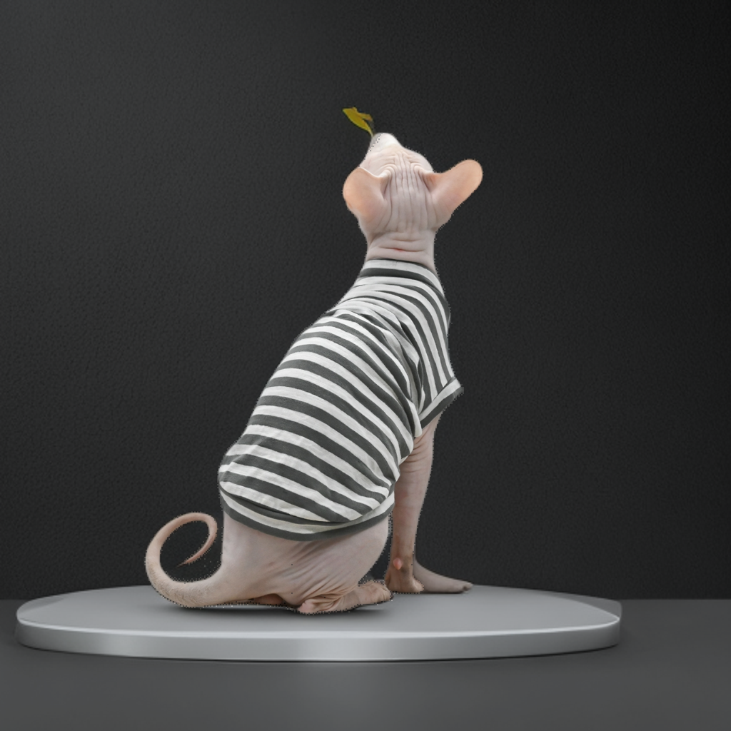 Sphynx chat vêtements coton sans poils chat gilet bébé 100% coton doux été sans manches mince gilet chat vêtements pour Devon, Cornish: XS / Gris clair