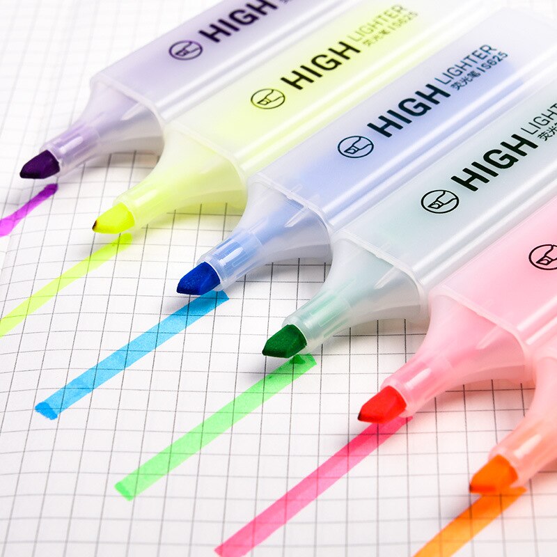 10 Stuks Deli Markeerstift Marker Pen 6 Snoep Kleuren Kantoorbenodigdheden Focus Fluorescerende Markers Student Briefpapier Schoolbenodigdheden