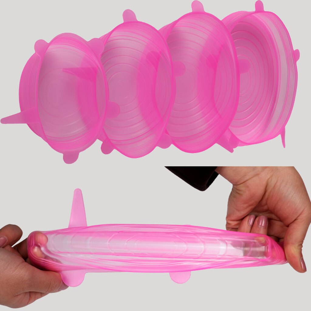 Silicone Stretch Lids, 6 Pcs Stretchable Reusable Food Saver Covers for Dishwasher and Freezer, Silicone Bowl Covers Reusable: Pink 6.5cm