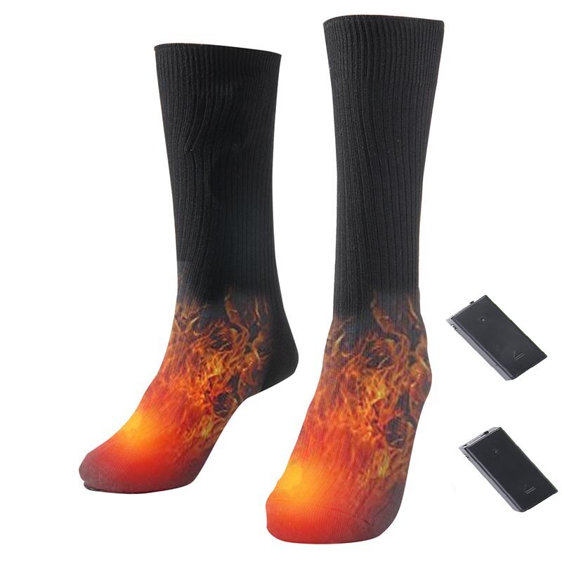 Bomuldsopvarmede sokker mænd kvinder batterikasse batteridrevet vinterfodvarmer elektriske sokker varmestrømper
