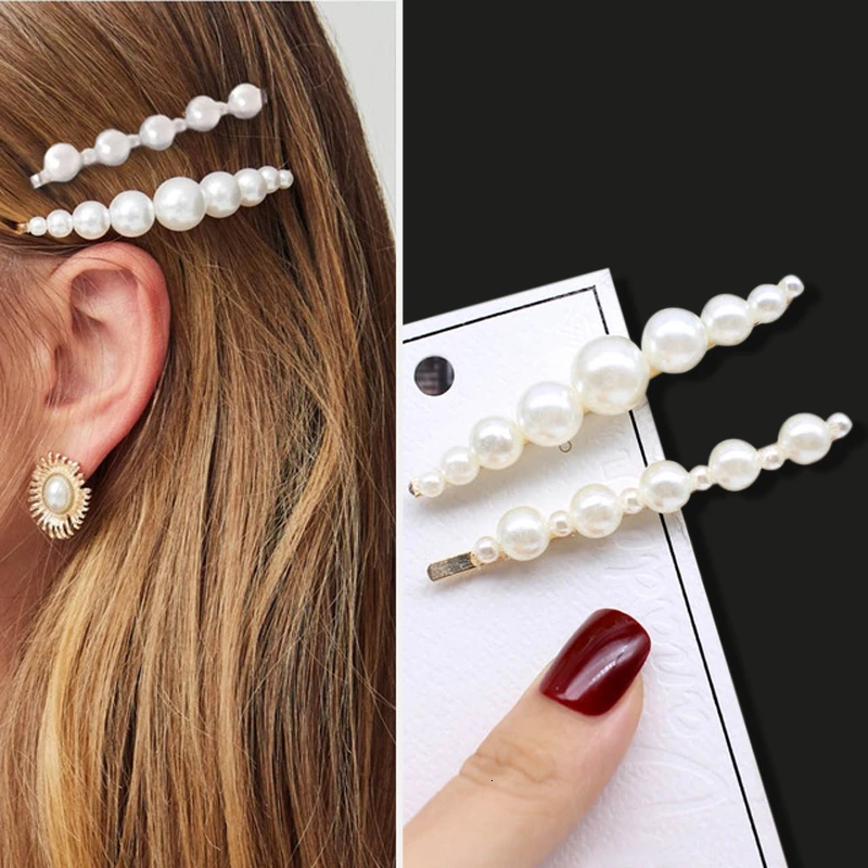 1einstellen Handgemachte Perlen Haar Clips Stift für Frauen Geometrische Blume Barrettes Headwear Mädchen Süße Haarnadeln Haar Zubehör: Silber
