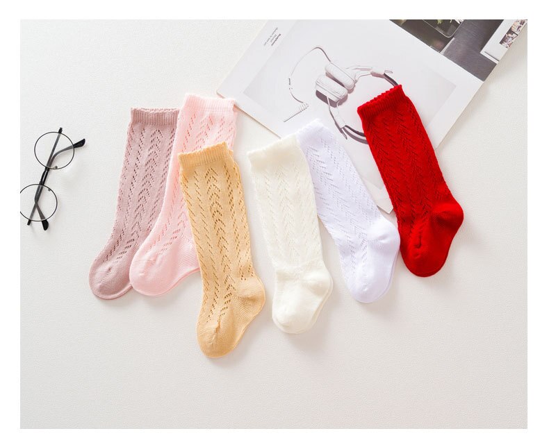Calcetines hasta la rodilla de estilo español para bebé y niña, para niños pequeños de Lolita medias caladas, medias de malla de rejilla, medias de princesa 5T