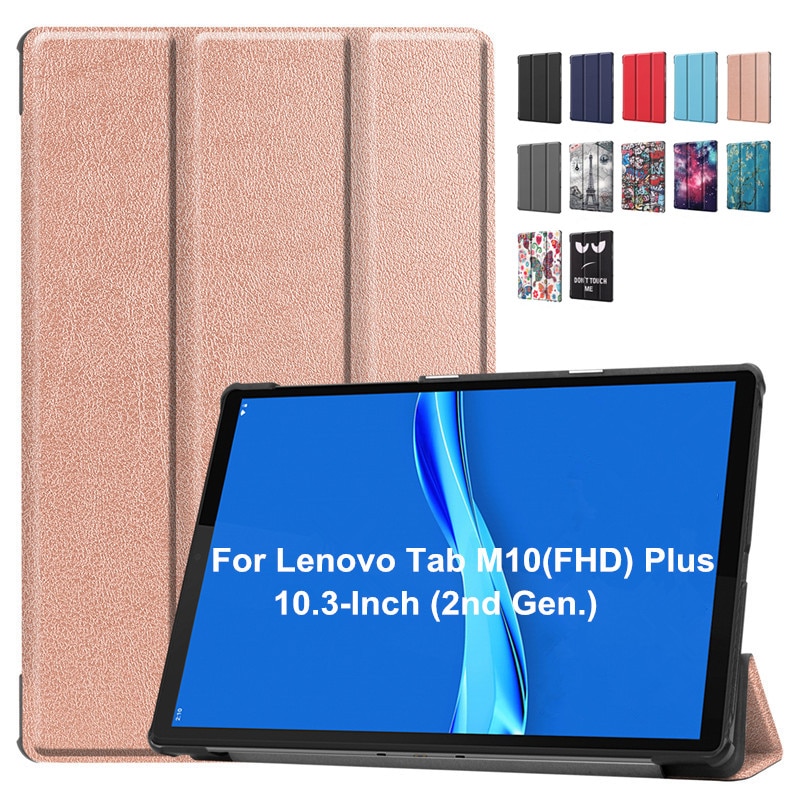 For lenovo tab  m10 fhd plus etui tb -x606f tb -x606x pu lær magnetisk nettbrett foliodeksel for lenovo tab  m10 plus 10.3 tommer
