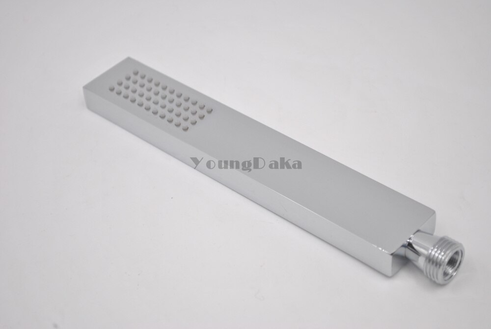 Brass Square Chrome Hand Held Shower Head With Wall Connector &1.5m Hose &Holder Set Water Saving Copper Handheld Sprayer system: Single Shower head