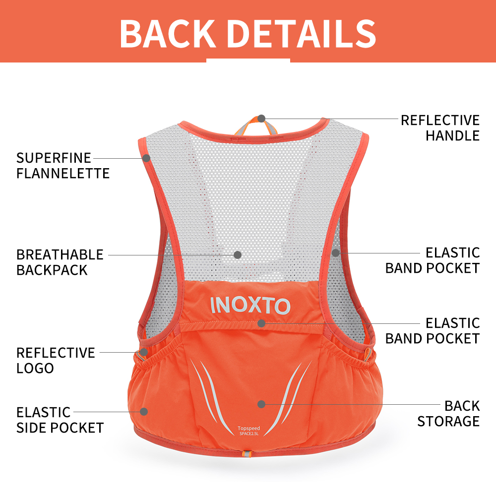 INOXTO-Leichter Laufrucksack mit Trinkweste, geeignet für Fahrradmarathon-Wanderungen, ultraleicht und tragbar