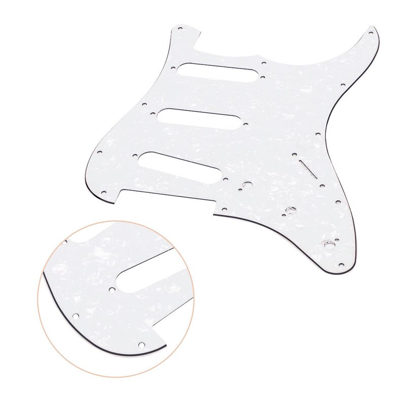 3- lags strat stil ridse plade perle hvid guitar pickguard
