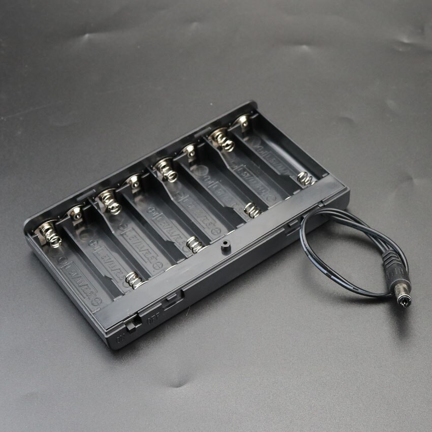 1pc 8x aa opbevaringsboks til batteriholder med  dc 5.5 stikledninger og dæksel til tænd / sluk-kontakt til tilbehør til batterirum