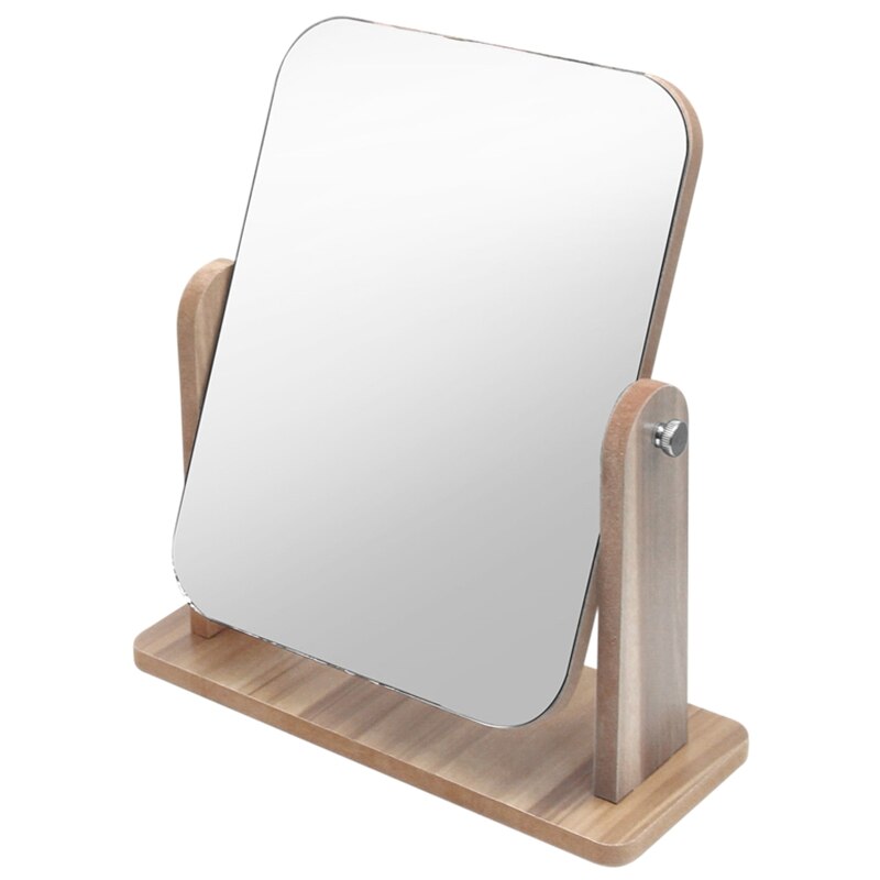 Solid Wood Desktop Makeup Mirror Simple Dressing Mirror Portable Wooden High-definition Beauty Mirror