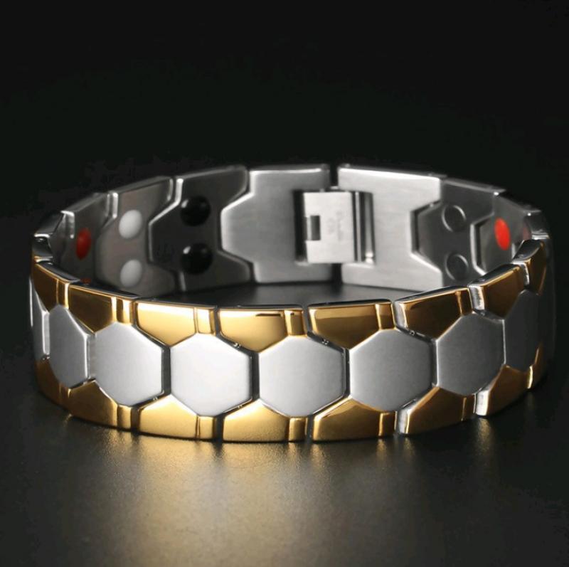 Energie Magnet Anti-Strahlung Abnehmbare Armbinde Gesundheit Armbinde für Männer: SilverGold