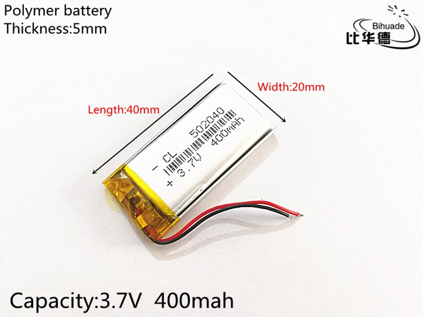 10pcs 3.7V 400mAh 502040 Lithium Polymer LiPo Rechargeable Battery ion cells For Mp3 Mp4 Mp5 DIY PAD E-book bluetooth headset