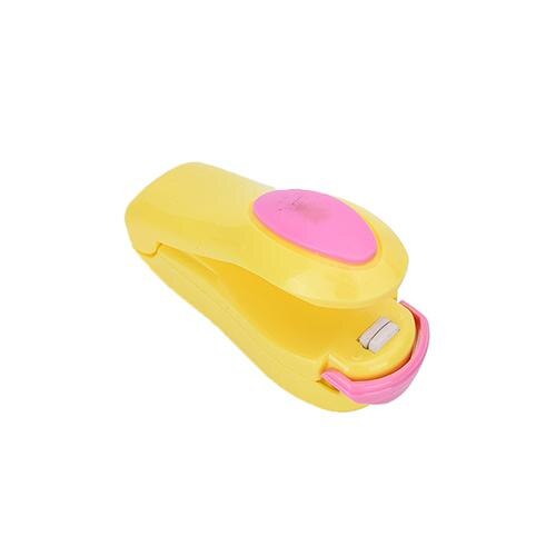 Portable household mini Heat sealing machine Kitchen Gadgets food plastic bag Travel Handy Sealers Easy Resealer For Food Snack: Yellow