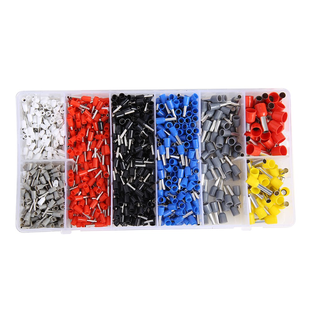 1200pcs Copper Tubular Terminal Wire Connection Crimp Electrical Wiring Connector Crimping Insulated Tube Terminals Set Suit