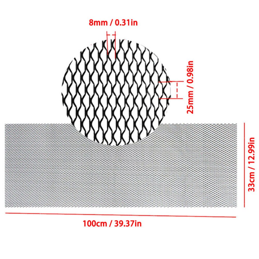 Cover Mesh Grill Bumper Fender Aluminum Vent Protector Universal Black Exterior Decor
