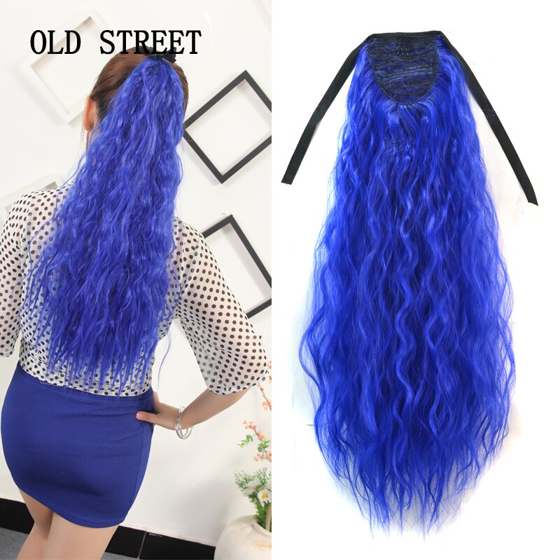 Synthetic Ponytail Wate Wave Long High Temperature Fiber Tie on Hair Extensions For Girls Party Clip in Hairpieces OLD STREET