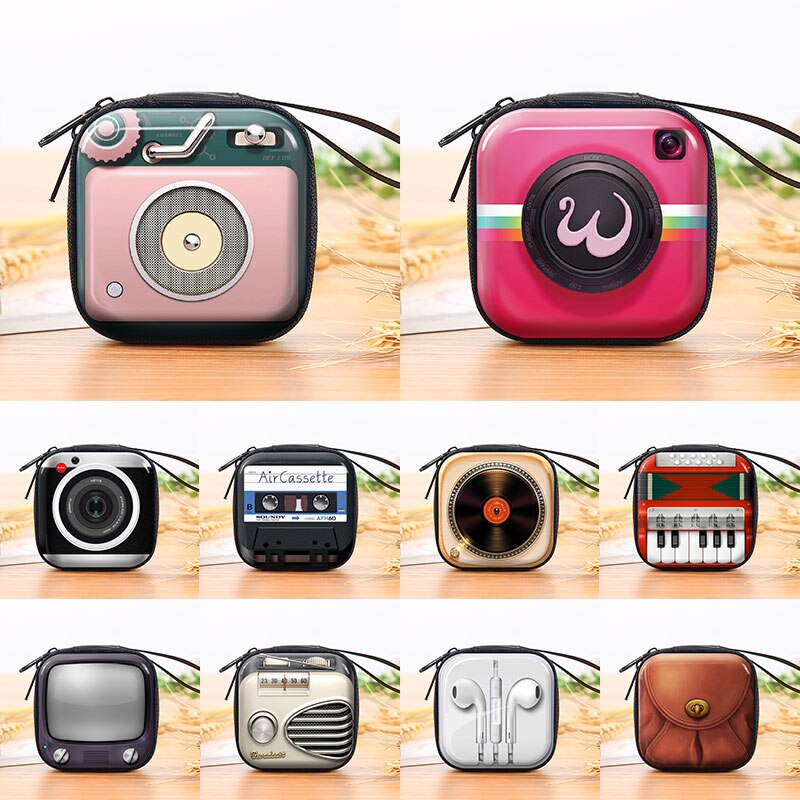 Retro Record Tape Pattern Tinplate Coin Purse Key Case Headphone Bag Coin Purse Storage Box Earphone Pocket Arrivals