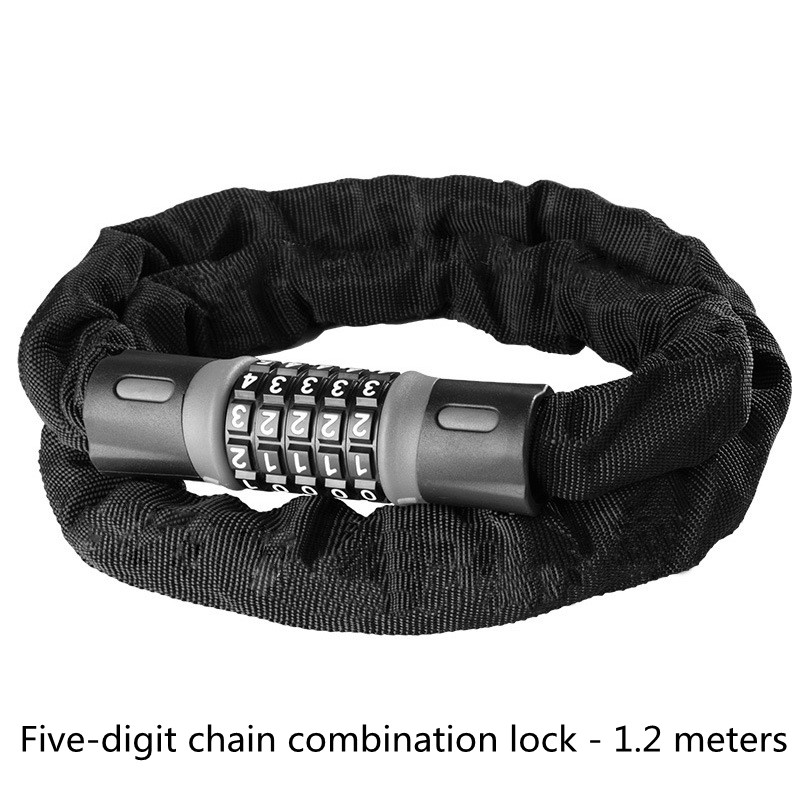 Bicycle Chain Lock Five-digit Combination Lock Anti-theft Lock Trolley Lock Outdoor Riding Mountain Bike Road Bike Anti-theft: 1.2m