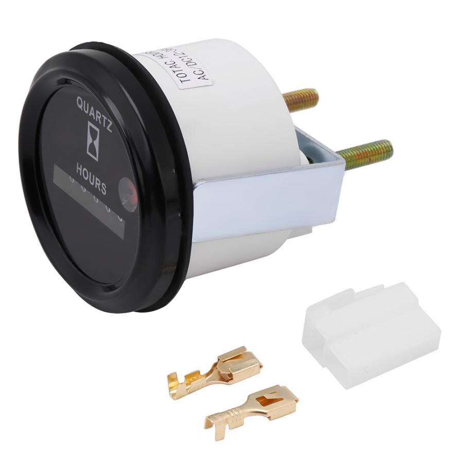 AC/DC 12V-36V Hour Meter 6 Digit Accurate Round Waterproof Hour Meter Counter Timer for Boat Car Truck Engine