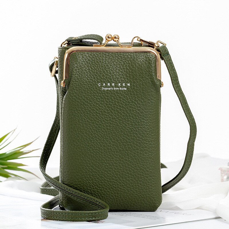 Phone Bag Pu Lederen Grote Capaciteit Reizen Draagbare Schoudertas Dames Crossbody Tas Mode Messenger Bag: green