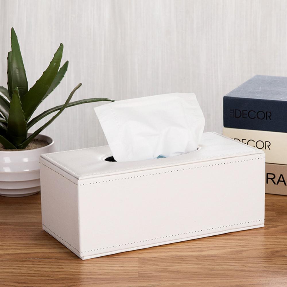 Household Faux Leather Tissue Box Car Tissue Paper Holder Storage Case Hotel Restaurant Paper Towel Dispenser