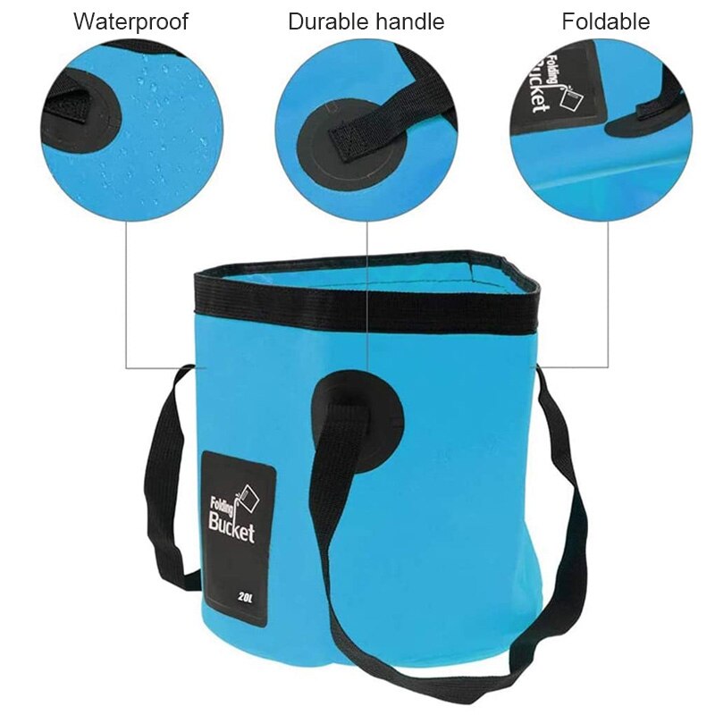 20L 12L Folding Bag Water Bucket Storage Container Water Carrier Waterproof Bags Portable For Outdoor Fishing Hiking Camping