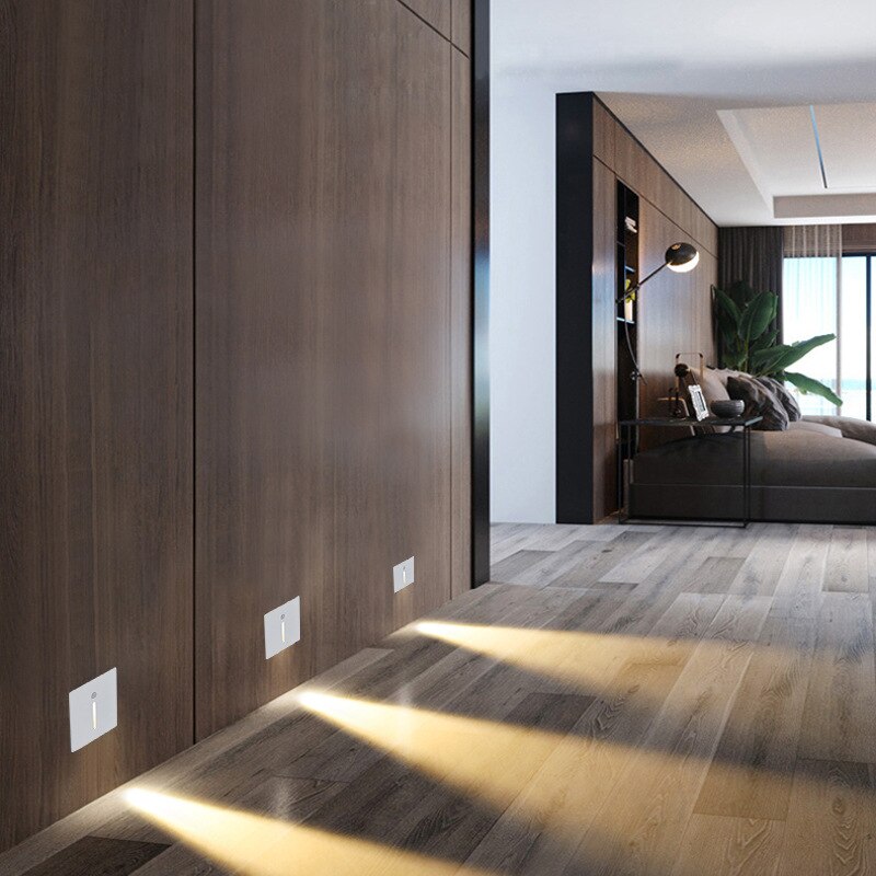 Cree 3w recessed sensor de movimento magnético em escadas led luz canto lâmpada parede passo decoração corredor escada ip65 220vwandlamp