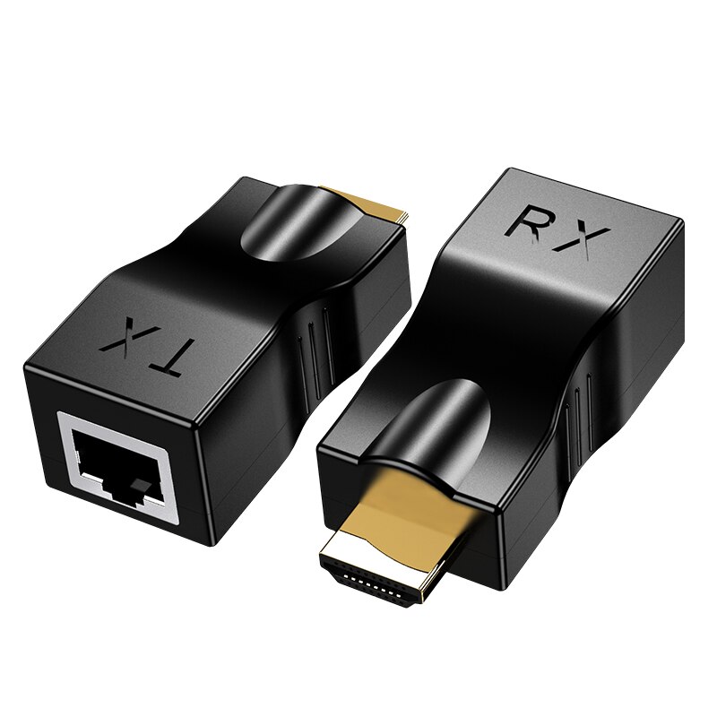 1 Paar RJ45 4K Hdmi-Compatibel Extender Uitbreiding Tot 30M Over CAT5e Cat6 Netwerk Ethernet Lan voor Hdtv Hdpc Dvd PS3 Stb: Black