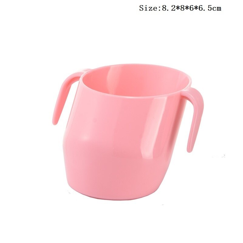 Bevel Baby Cup Training Feeding Cups with Handle Kids Leakproof Mug Water Bottle Plastic Children Drinking Tumblers Drinkware: Pink