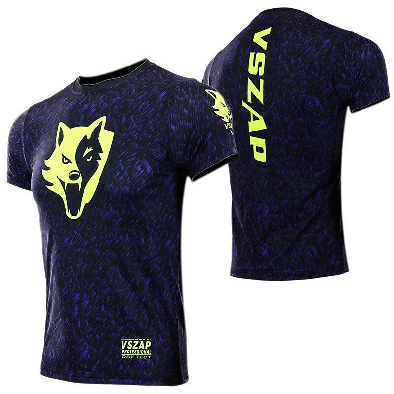 Saapuvat vszap t paita fitness vaatteet lyhythihainen t-paita mma polyesteri korkea elastisuus muay thai paita miehille