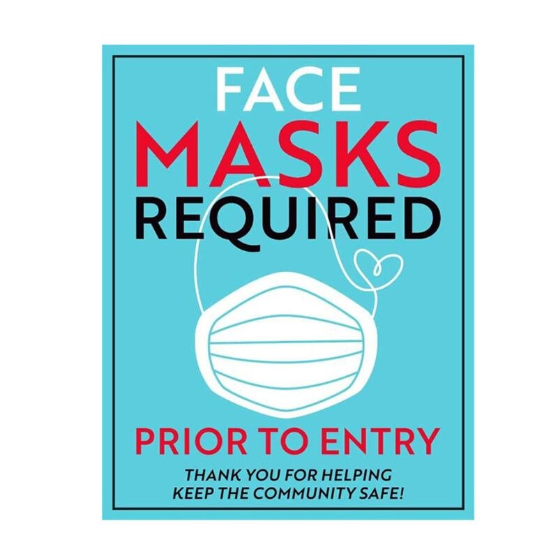 Face Mask Required Sign. Face Covering Required for Entry Sign Helps Keep Your Business Safe. Easy to Install and Works: BL