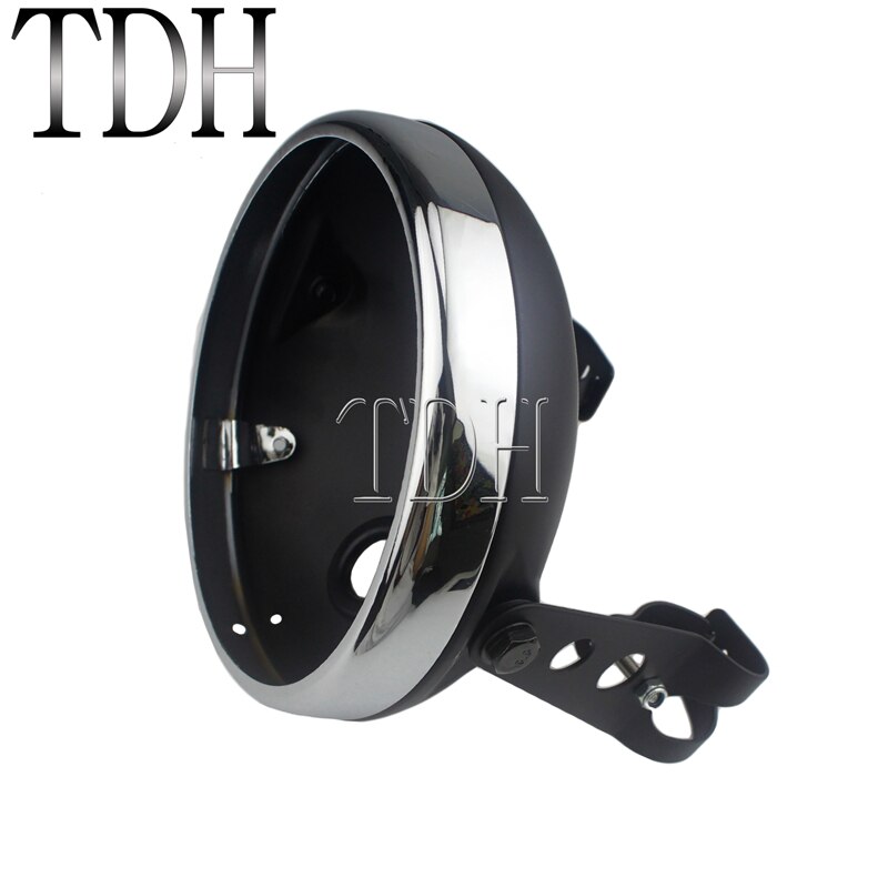 7 Inch Motorfiets Koplamp Cover Zwart Voor Harley Custom Led Koplamp Behuizing Beugel Universele Emmer Shell Vuurtoren: B Matte Black Chrome