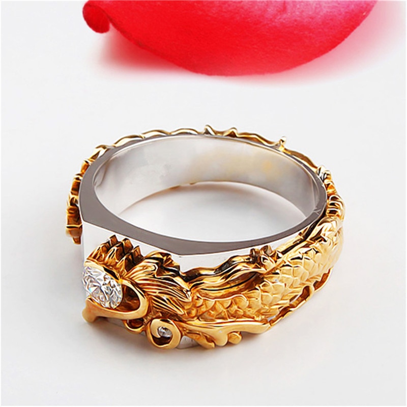 CC Rings For Men Domineering Dragon Pattern Faucet Ring Cubic Zirconia Luxury Jewelry Bridegroom Party Accessories CC2202