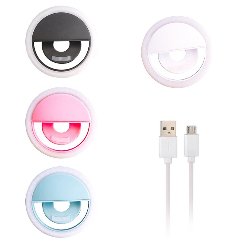 Draagbare Selfie Licht Led Ring Zaklamp Usb Oplaadbare 3 Modes Bliksem Mobiele Telefoon Selfie Lamp Voor Universal Smartphone