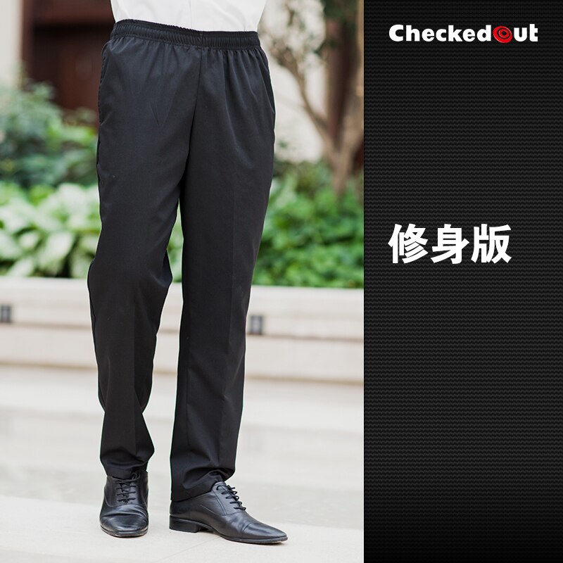 Brands checkedout Chefs Work Pants Hotel Restaurant Waiter Overalls Clothes Waiter Pants Chefs Work Pants: Black thin pants / M