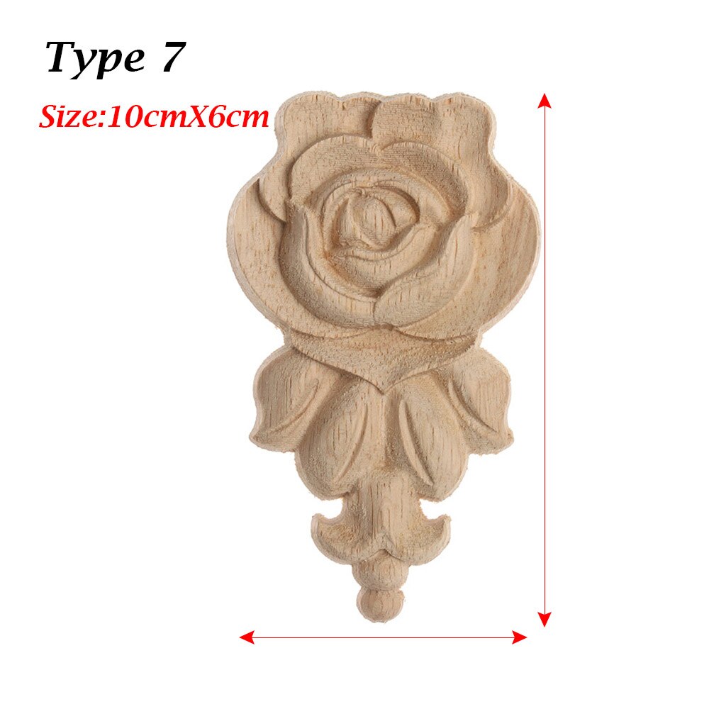 1 PC Ecke Appliques Holzschnitzerei Rose Blume Unlackiert Blumen- Geschnitzte Holz Handwerk Möbel Ornament DIY Hause Dekoration: 9