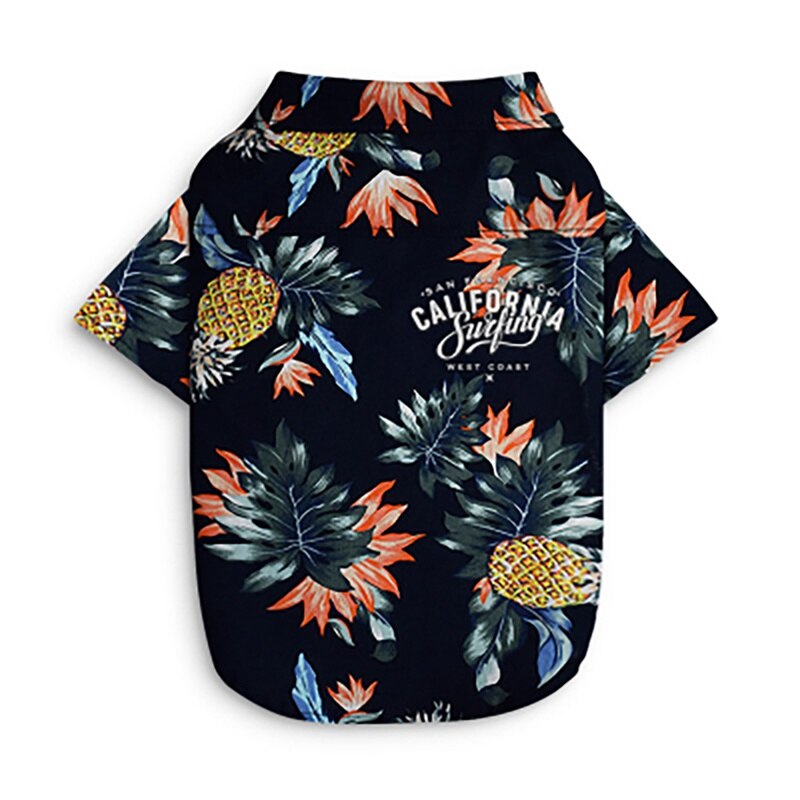 Zomer Huisdier Reizen Strand Overhemd Hond Leuke Print Hawaii Strand Casual Ananas Korte Mouw Kleine Hond Kat Blouse