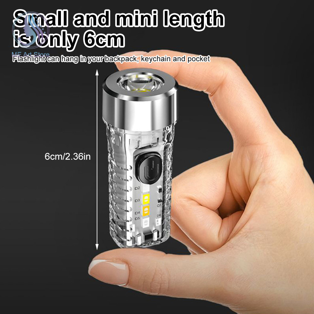 Mini Keychain Taschenlampe USB Aufladbare Multifunktions LED Lampe Wasserdichte Fluorescent Magnetic Warnung Camping Taschenlampe