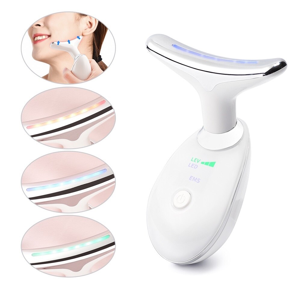 Fjern dobbelthage hals enhed ansigt slankende løfte massager ems vibration foton varme terapi hals rynke remover v-face