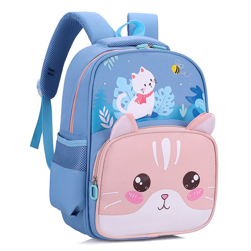 Cartoon Rugzak Voor Jongens Meisjes Leuke Kat Tijger Kinderen Mooie Nylon Schooltas Kleuterschool Schooltas 3-7 Jaar Kids: Light Blue Cat