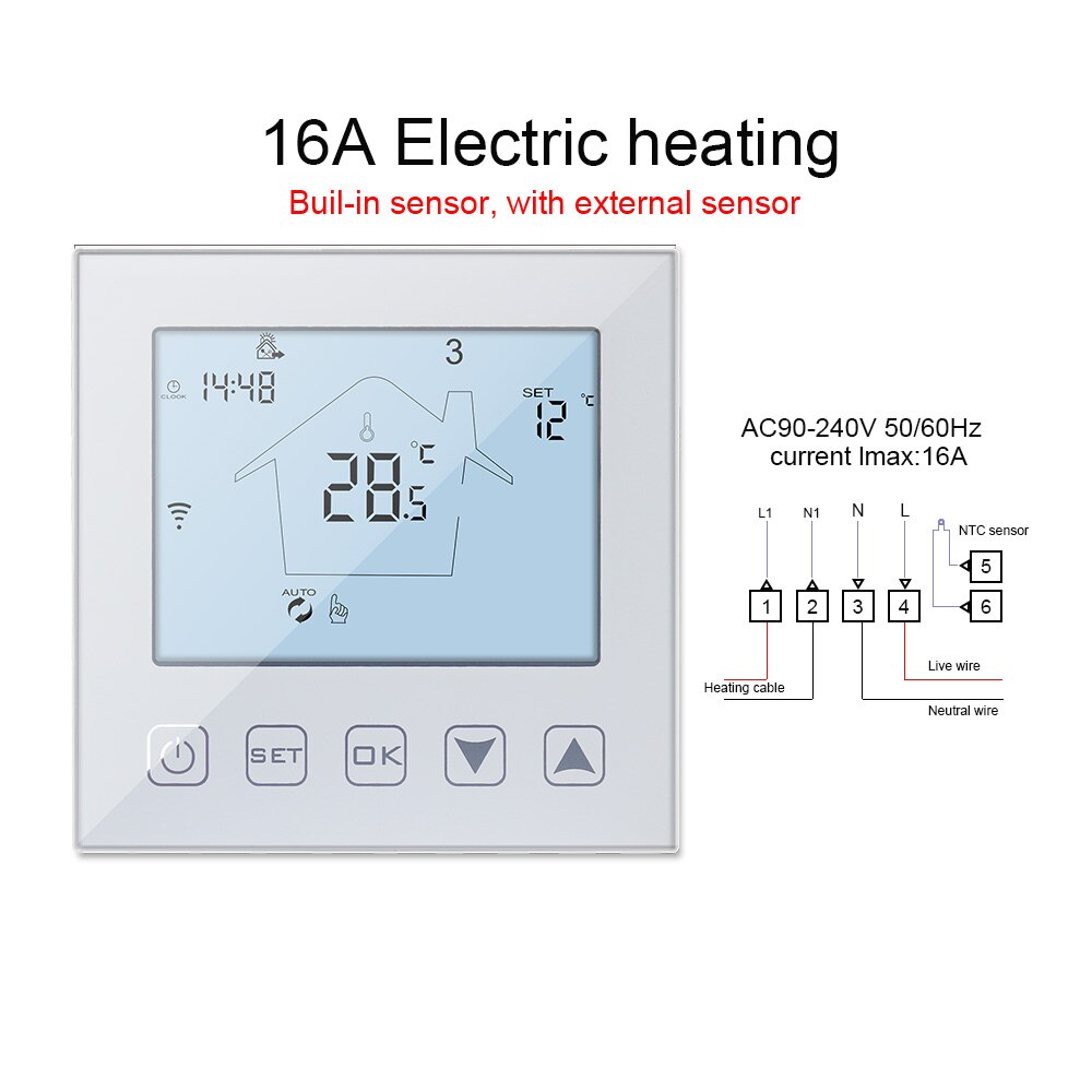 Tuya WiFi termostato sistema di controllo della temperatura intelligente per acqua/riscaldamento a pavimento elettrico caldaia a Gas funziona con Alexa Google Home: 16A Electric Floor