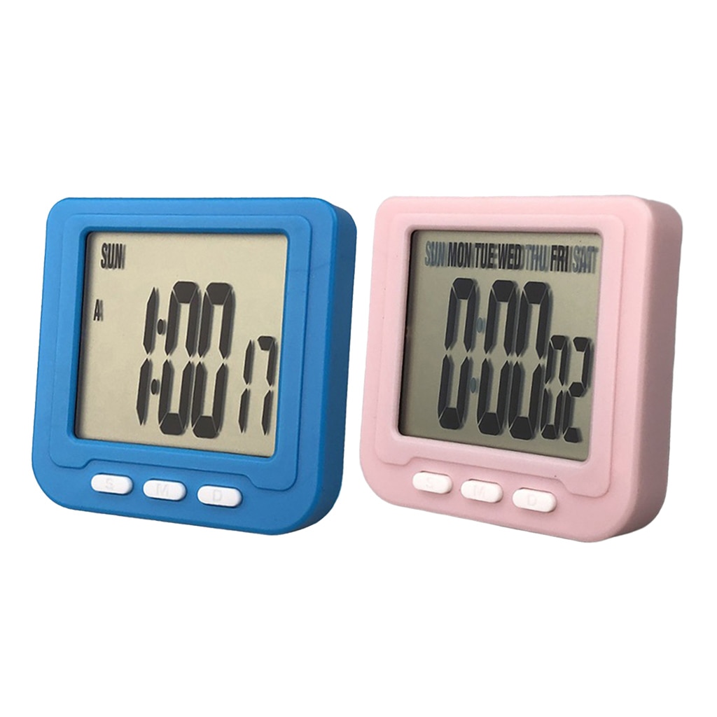 2x Small Alarm Clock Simple Bedside Clock Baking Timer Travel Clock