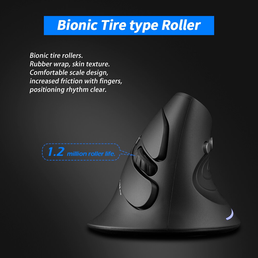 ZELOTES-ratón óptico F-17 para juegos, Mouse Vertical inalámbrico de 2,4 GHz, 6 teclas, ergonómico, con 3 DPI ajustables para PC y portátil