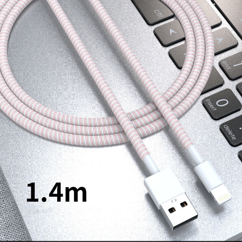 1.4m färg telefon sladd rep skydd anti-brott fjäder skydds rep för usb laddningskabel hörlurar data spolupprullare